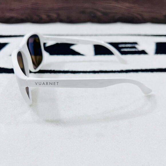 Vuarnet Skilynx Lens White Frame Gradient Dark Brown Gold Lens Cat 3 Sunglasses - Picture 4 of 9